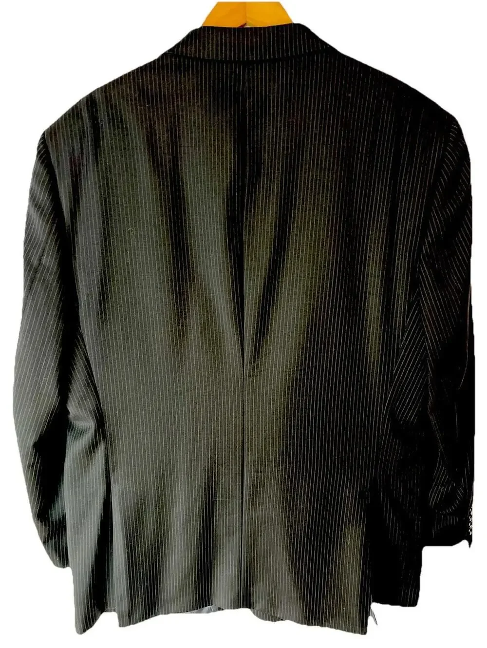 Men’s Pierre Cardin 100% Wool Black Pinstripe Suit Coat Size 46 R